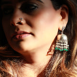 Raindrops Jhumka for Women with Pearls and Green Onyx