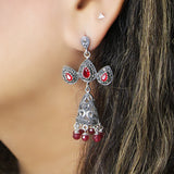 Trishima  Silver Jhumka for women with Ruby