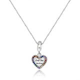 Over The Rainbow Charm Silver Pendant Chain Set with Colorful Zirconia