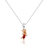 Rose Gold Winnie the Pooh Charm Silver Pendant Chain Set