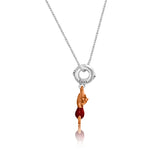 Rose Gold Winnie the Pooh Charm Silver Pendant Chain Set