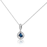 My Whole World Charm Silver Pendant Chain Set with Blue Enamel