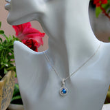 My Whole World Charm Silver Pendant Chain Set with Blue Enamel