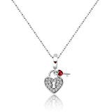 Lock You in My Heart Charm Silver Pendant Chain Set