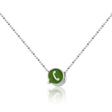 WhatsApp Charm Silver Pendant and Chain Set with Enamel