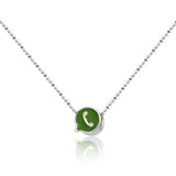 WhatsApp Charm Silver Pendant with Enamel and Chain Set
