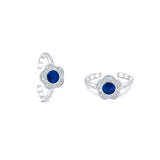 Blissful Silver Zirconia Toe Rings with Enamel for Women - Blue
