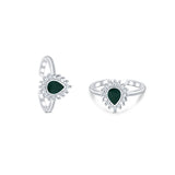 Droplets Sterling Silver Zirconia Toe Ring for Women with Green enamel