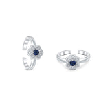 Blue Aura Silver Toe Rings for Women with Zirconia