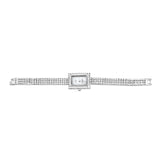 Shimmer and Shine Rectangle White Dial Silver Watch for Women with Zirconias