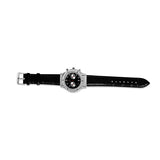 Legend Silver Watch for Men with Black Dial and Leather Strap